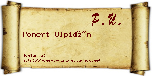 Ponert Ulpián névjegykártya